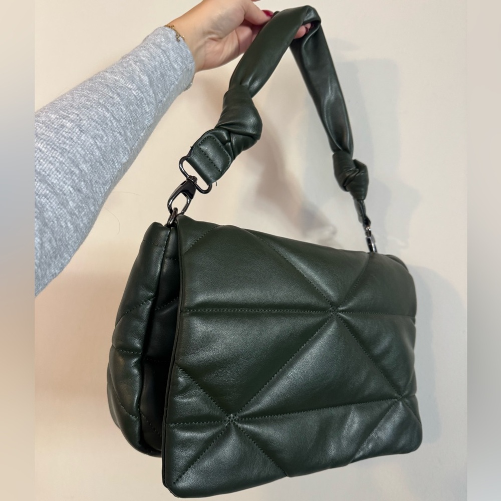 Chinese Laundry Dark Green Leather Quilted Shoulder Bag